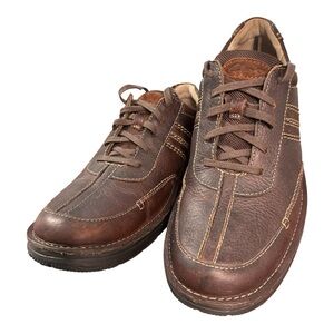 Clarks Brown Leather Bicycle Oxford Lace Up Casual Comfort Shoes Mens 10.5 Mint!